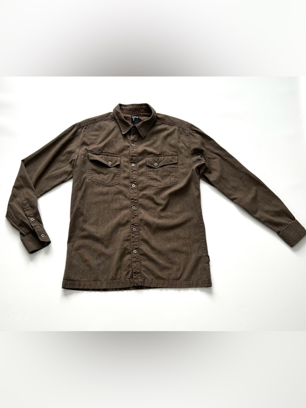 KUHL Shirt Mens Medium Brown Button Down Long Sleeve 100% Cotton Outdoor Hiking